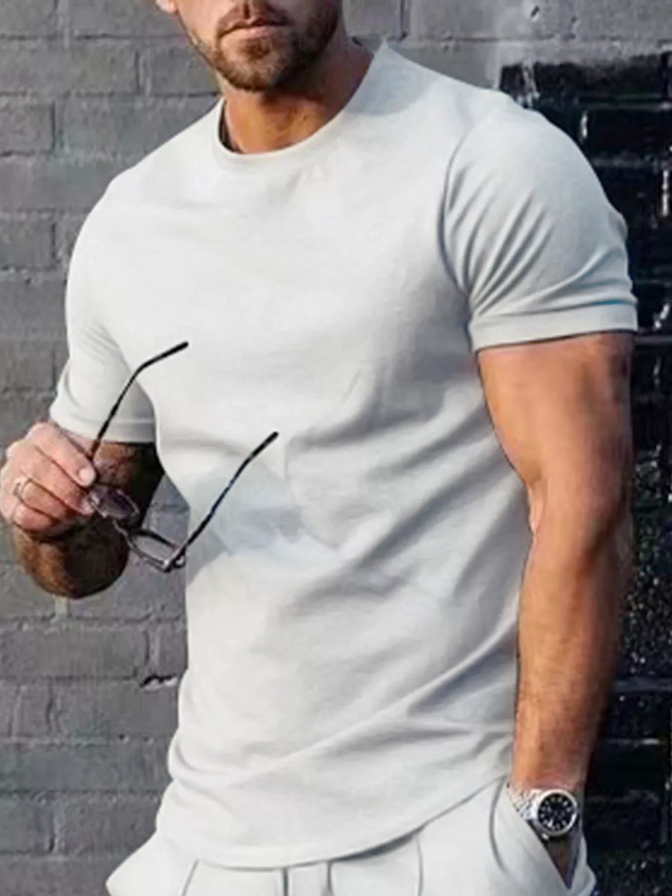 Men's Plus Size Solid Color Casual T-Shirt from Armoire Gemzis