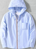Men's Plus Size Striped Trim Hooded Casual Shacket from Armoire Gemzis