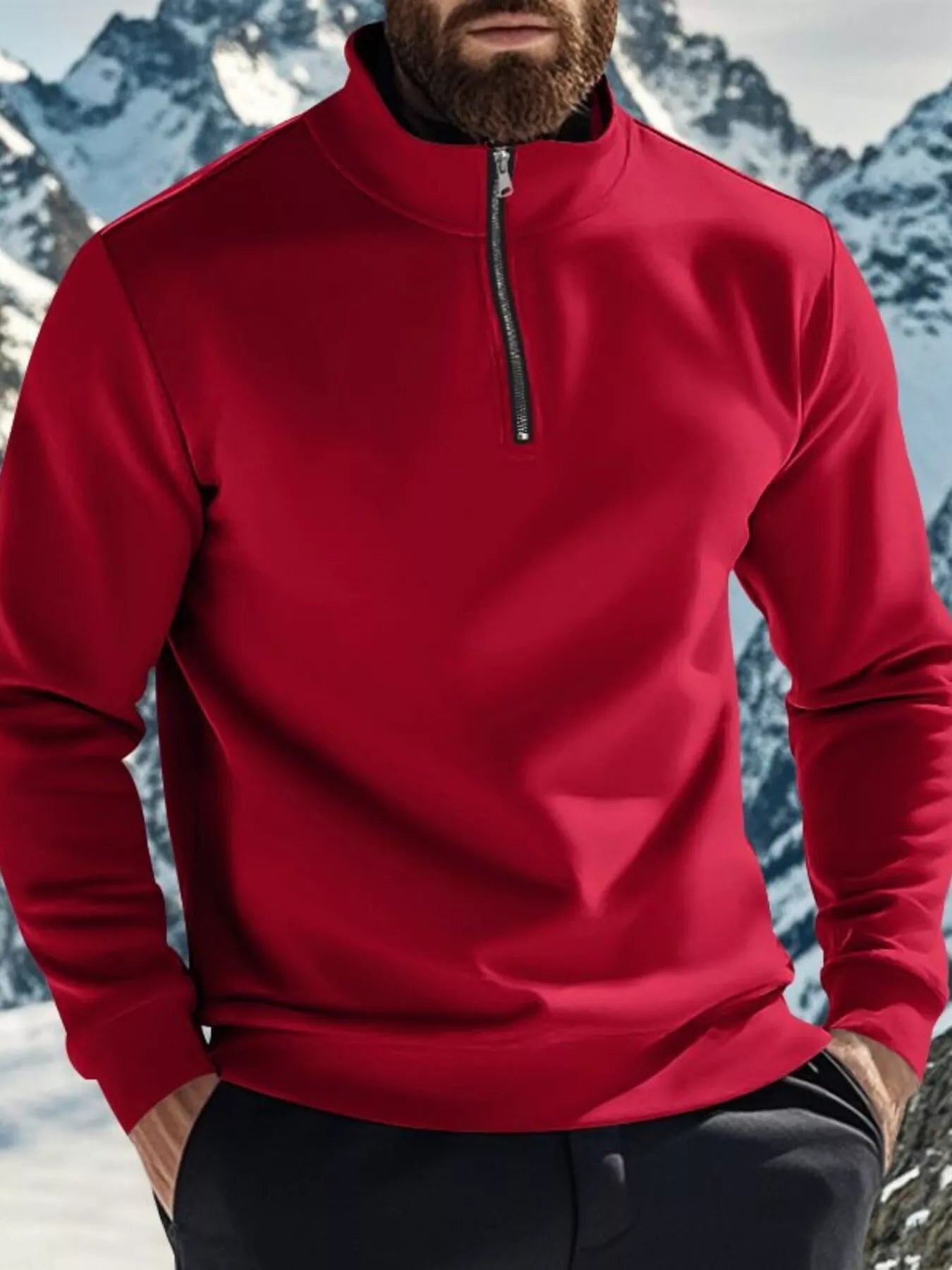 Men's Full Size Solid Color Quarter Zip Sweatshirt Plus Size from Armoire Gemzis