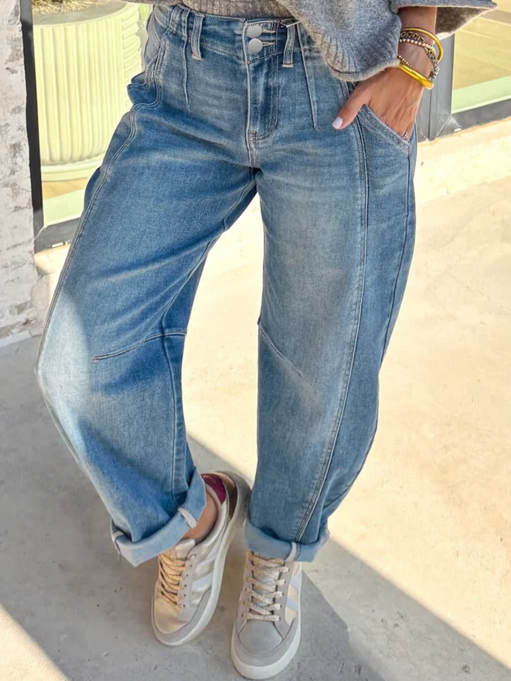 Washed Cuffed Barrel Jeans from Armoire Gemzis