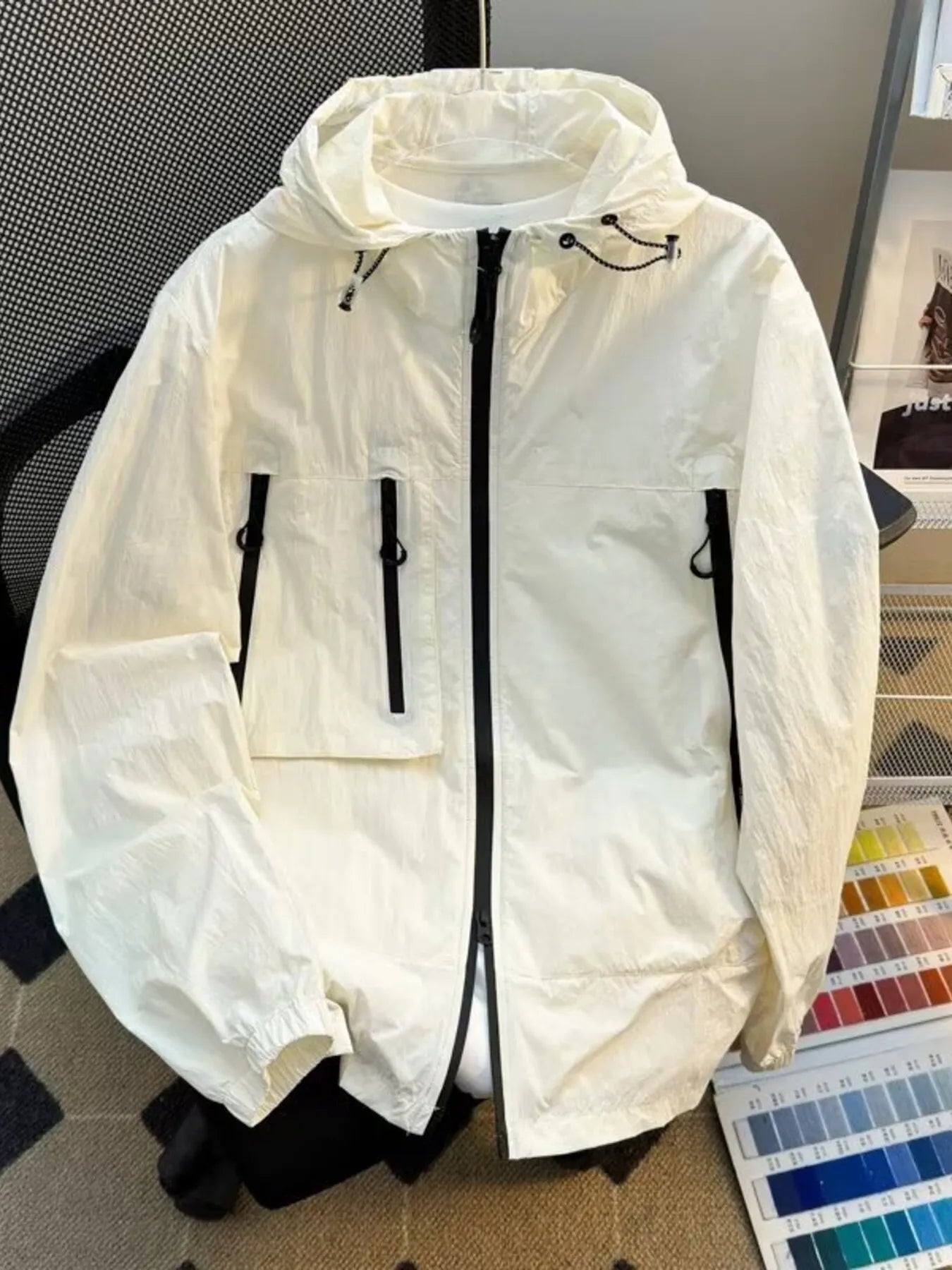 Men's Plus Size Lightweight Hooded Windbreaker Jacket from Armoire Gemzis