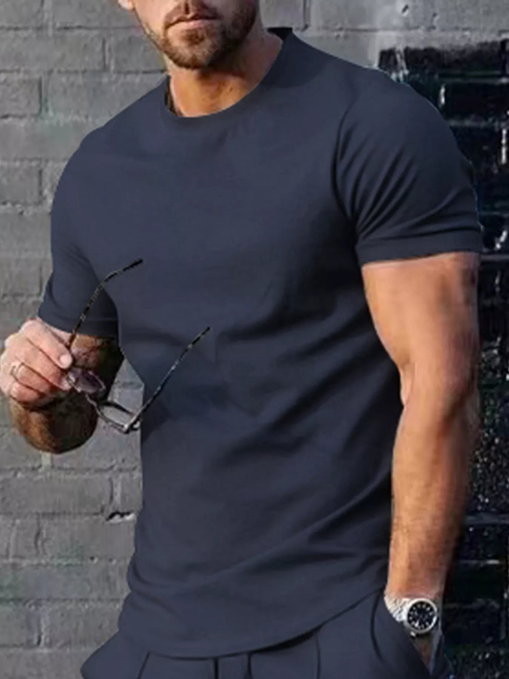 Men's Plus Size Solid Color Casual T-Shirt from Armoire Gemzis