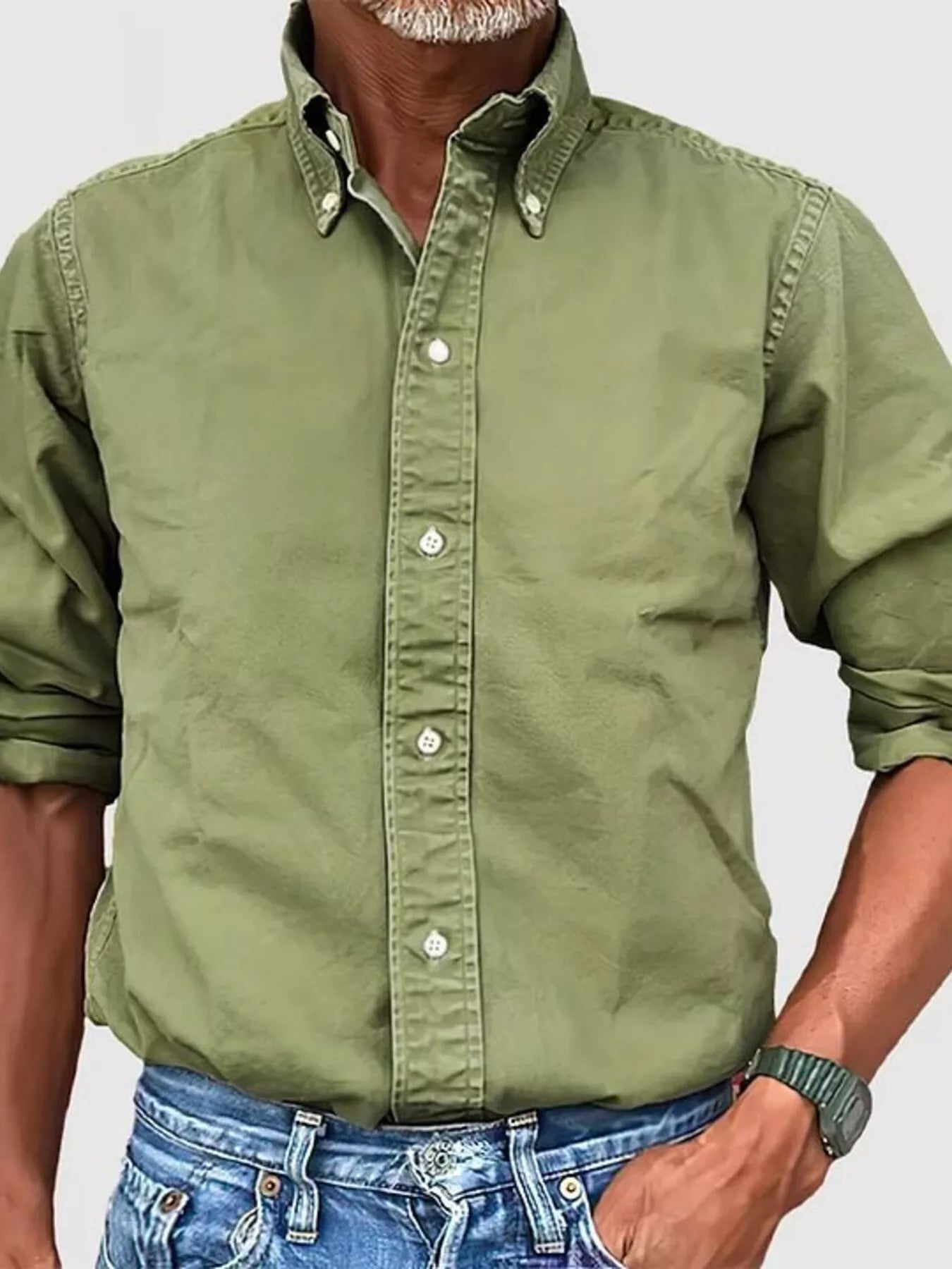 Men's Full Size Casual Button-Down Shirt Plus Size from Armoire Gemzis