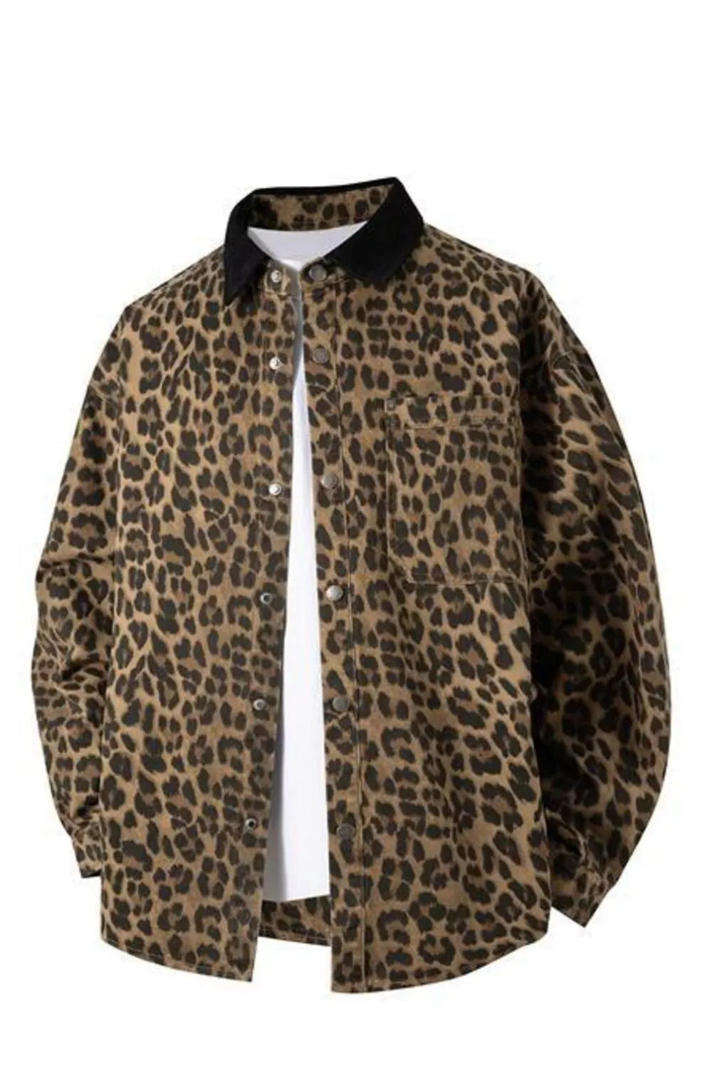 Men's Plus Size Leopard Print Snap Down Shirt from Armoire Gemzis