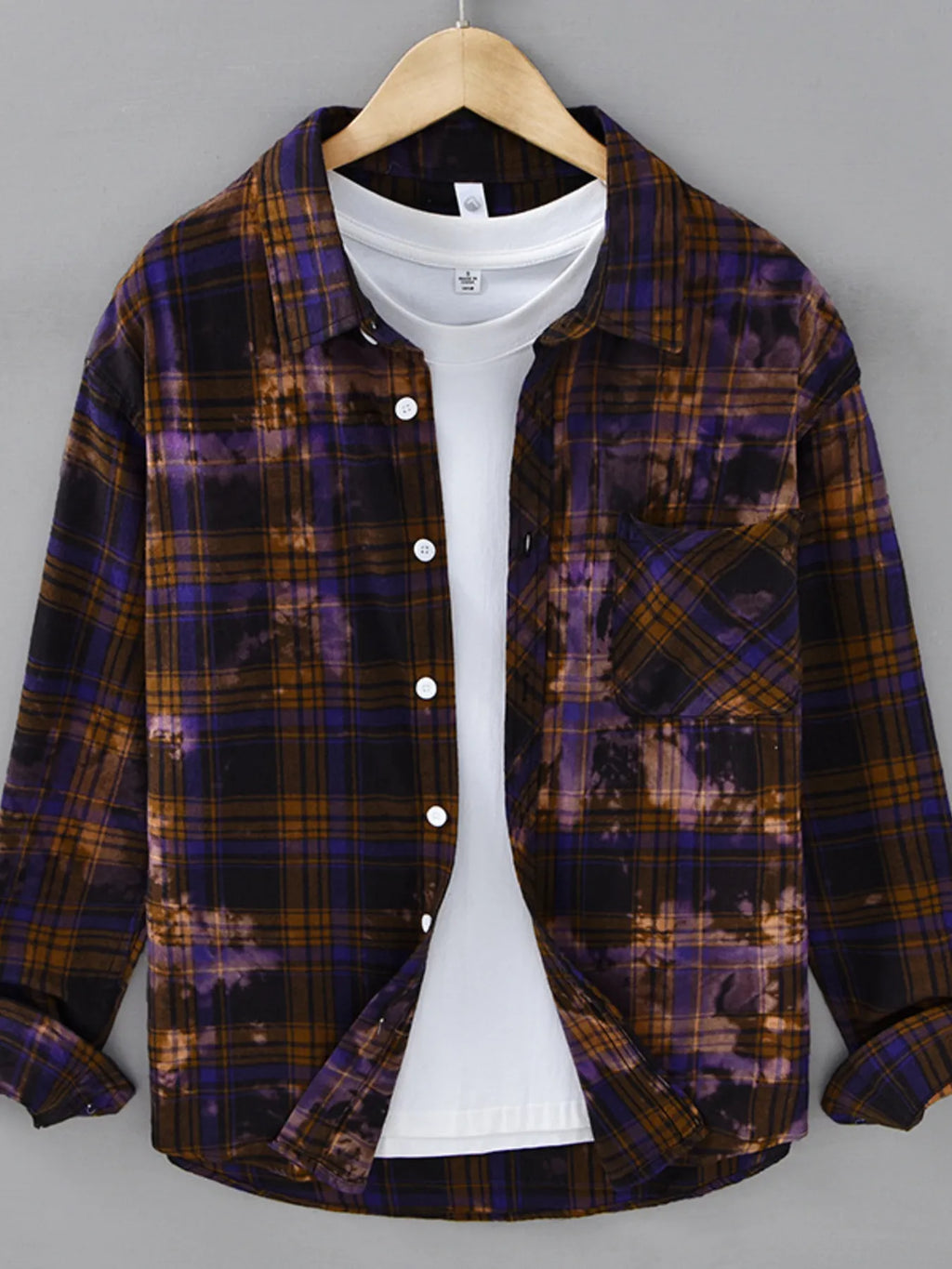 Men's Plus Size Plaid Casual Long Sleeve Shirt from Armoire Gemzis