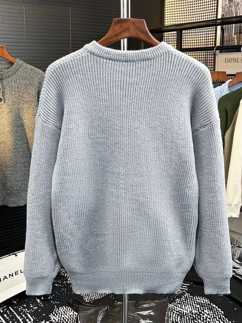 Men's Plus Size Button Detail Dropped Shoulder Sweater from Armoire Gemzis