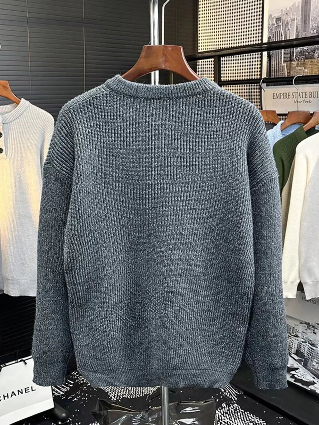 Men's Plus Size Button Detail Dropped Shoulder Sweater from Armoire Gemzis