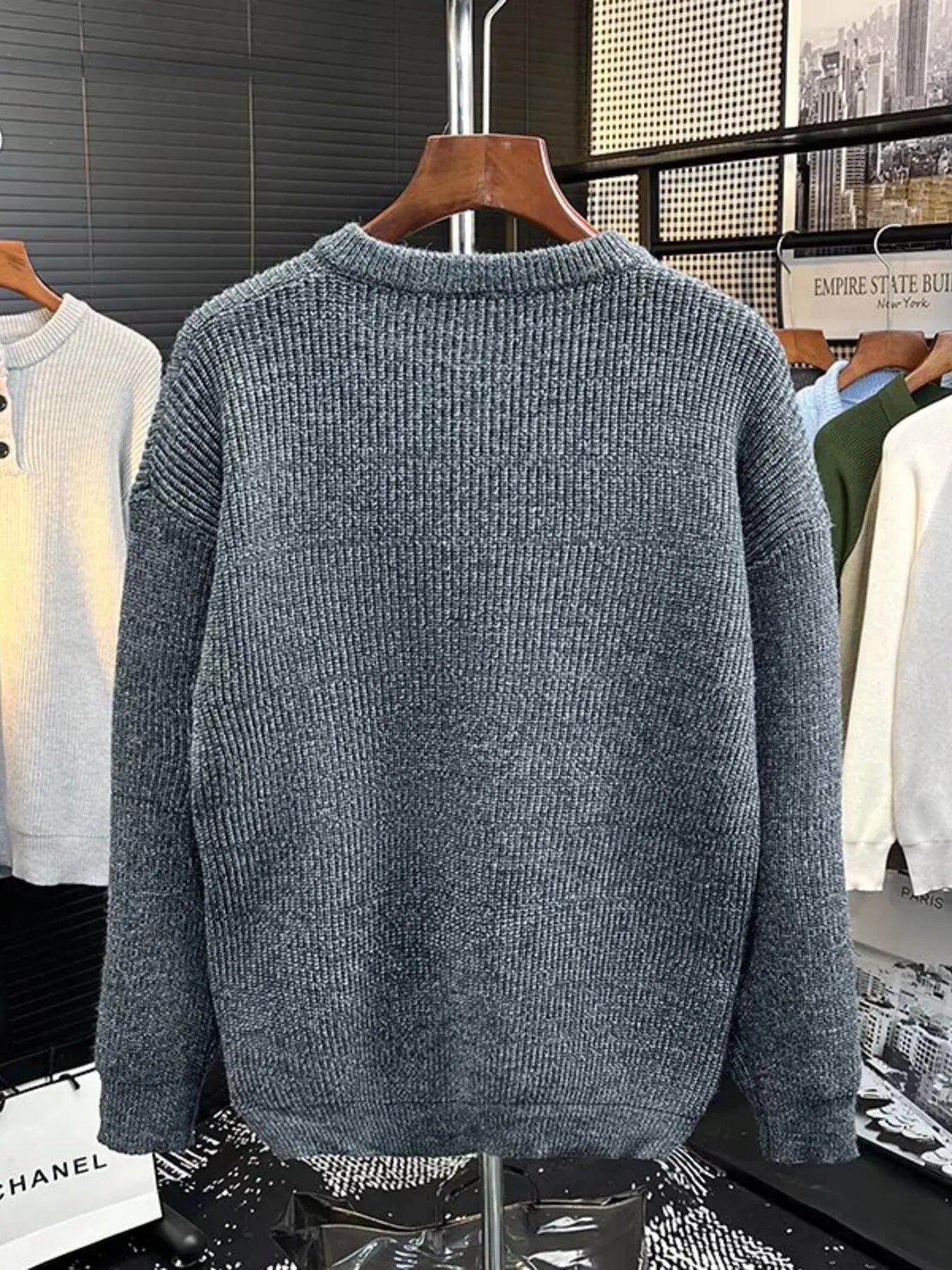 Men's Plus Size Button Detail Dropped Shoulder Sweater from Armoire Gemzis
