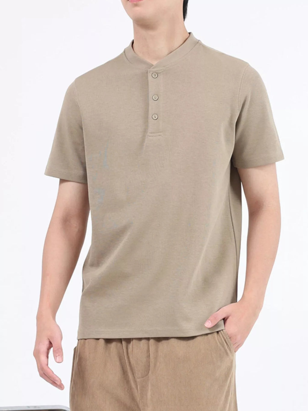 Men's Plus Size Casual Button Detail Short Sleeve T-Shirt from Armoire Gemzis