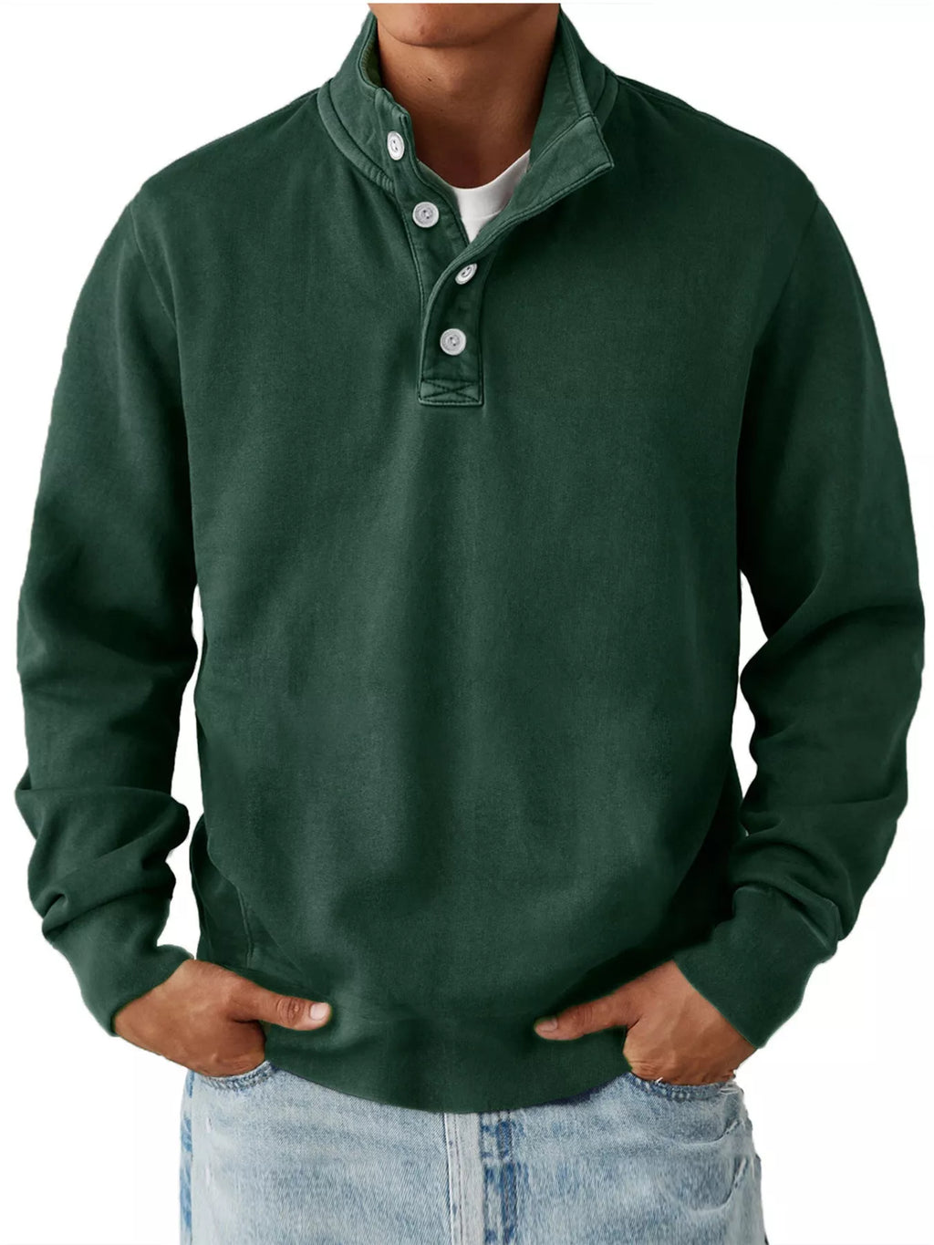 Men's Button Detail Long Sleeve Sweatshirt from Armoire Gemzis