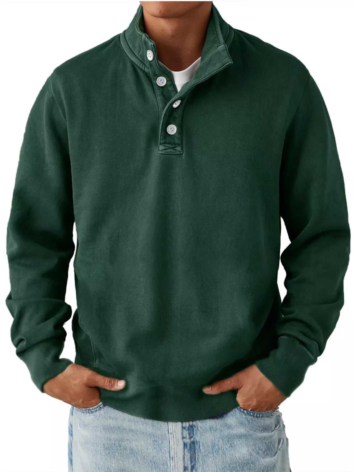 Men's Button Detail Long Sleeve Sweatshirt from Armoire Gemzis