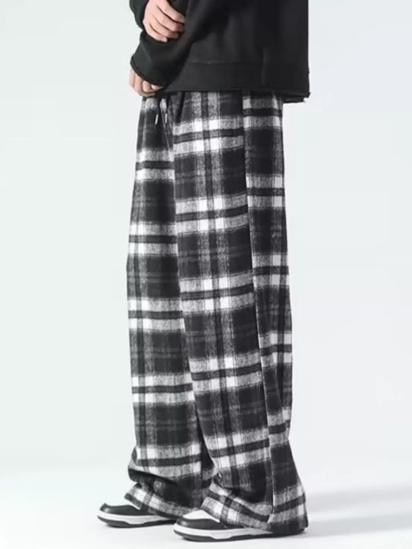 Men's Plus Size Vintage Plaid Wide Leg Pants from Armoire Gemzis