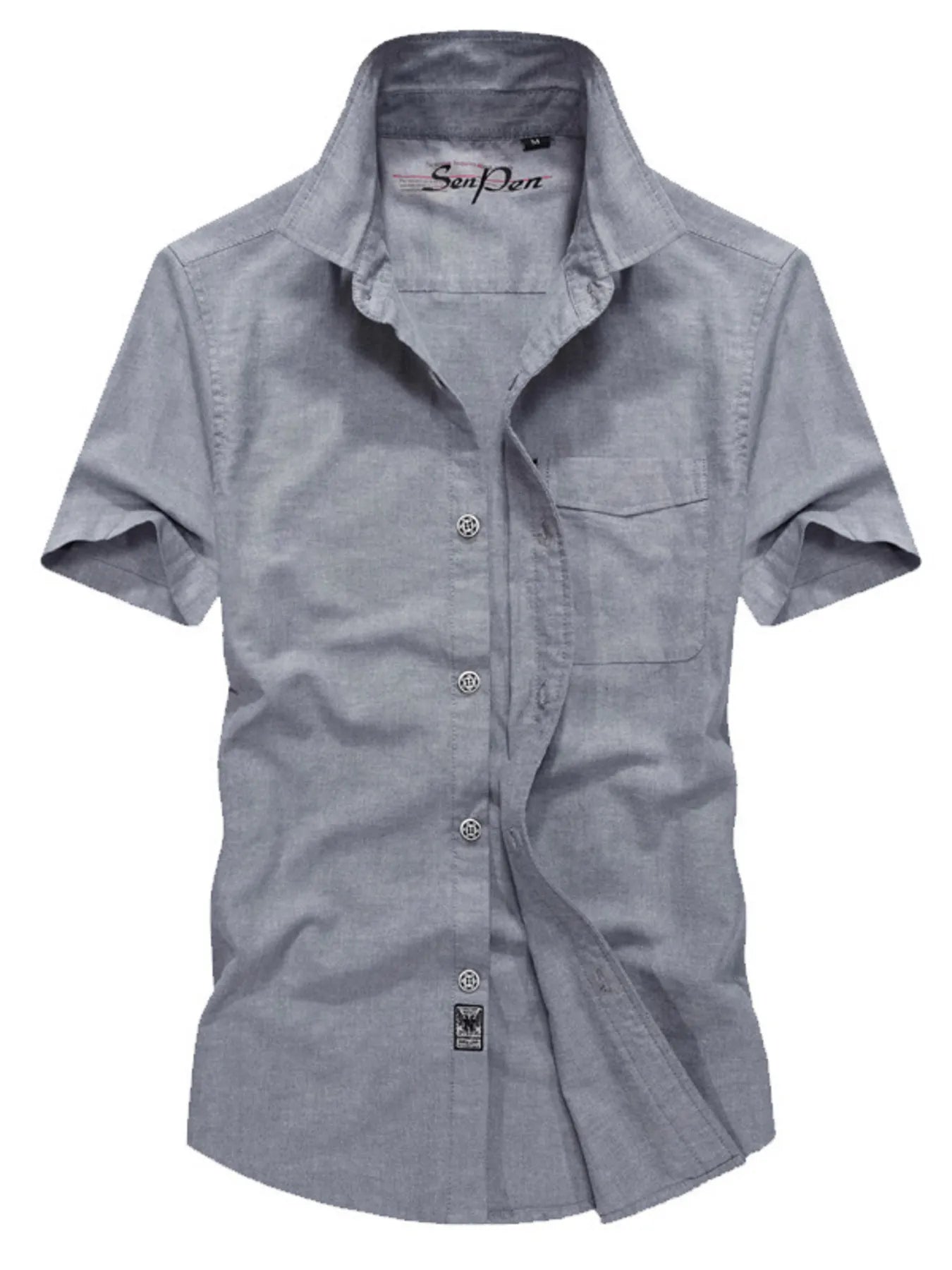 Men's Plus Size Casual Short Sleeve Button-Down Shirt from Armoire Gemzis